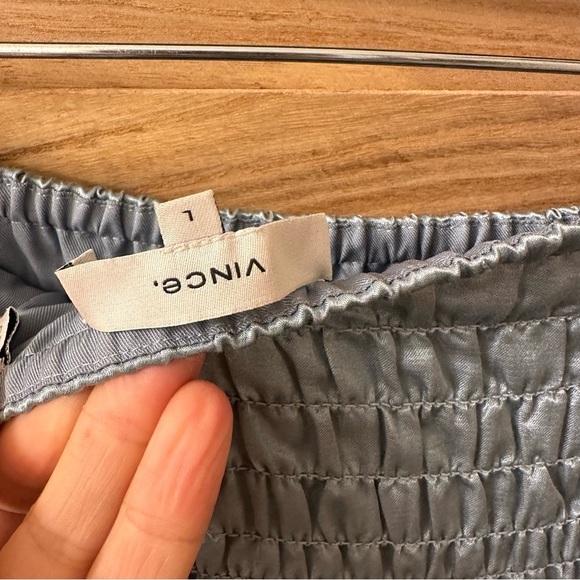 Vince Metallic Blue Smocked Tiered Skirt in blue size M - Picture 10 of 10